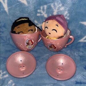 Like New! Disney Princess Tea Party Capsule plushies! Princess Tiana and Dopey!